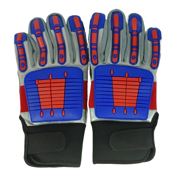 Granatelli Large Off Road Style Work Gloves - Red/Blue/Gray/Black - 706528