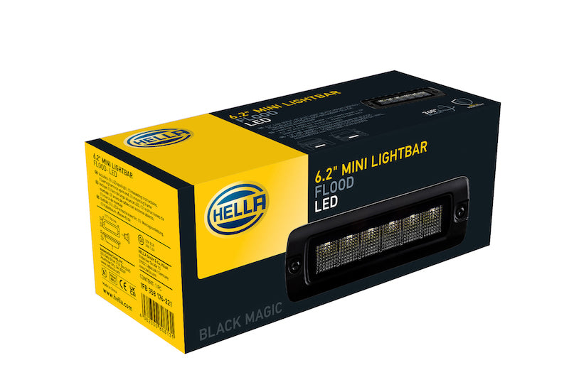 Hella Universal Black Magic 6 L.E.D. Flush Mount Mini Light Bar - Flood Beam - 358176221