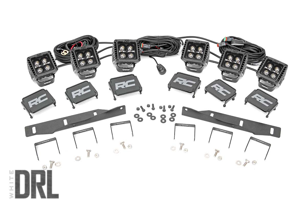 LED Light Kit | Fog Mount | Triple 2&quot; Black Pair | White DRL | Ford Raptor (17-20)