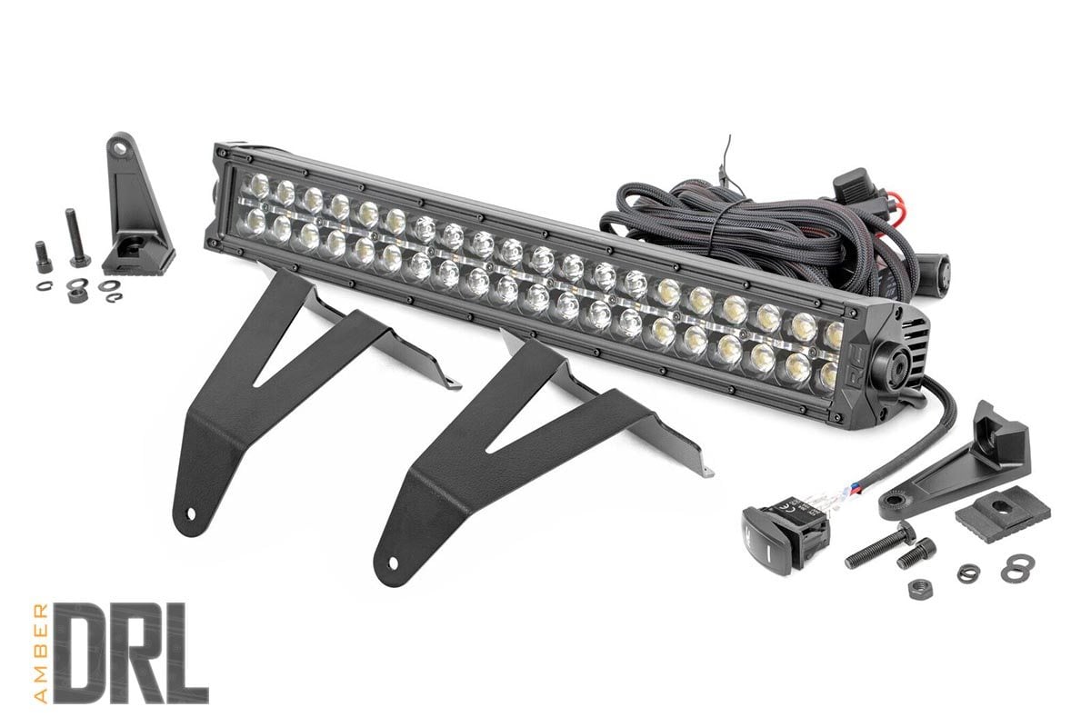 LED Light Kit | Bumper Mount | 20&quot; Black Dual Row| Amber DRL | Ram 1500 (19-24)