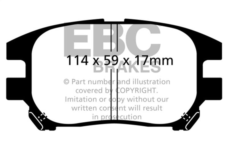 EBC 02-03 Lexus RX300 3.0 2WD Ultimax2 Front Brake Pads - UD930 for 2002-2003 Lexus RX - front view