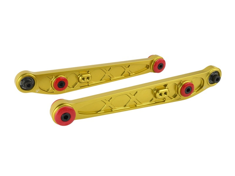 Skunk2 Honda/Acura EK Alpha Series Rear Lower Control Arm Set - Gold - 542-05-1210 for 1996-2000 Honda Civic - front view