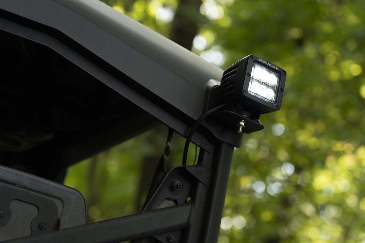 LED Light | Cab Mount | 2&quot; Black Pair | Flood | Can-Am Defender HD 5/HD 8/HD 9/HD 10