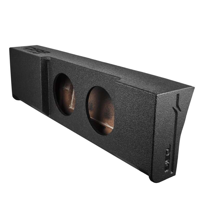 DS18 2x 10in Shallow Down Firing Underseat Ported Box Subwoofer Enclosure Black Spray Paint Finish - EBM-DFPFORDDLX-2X10 - close-up view