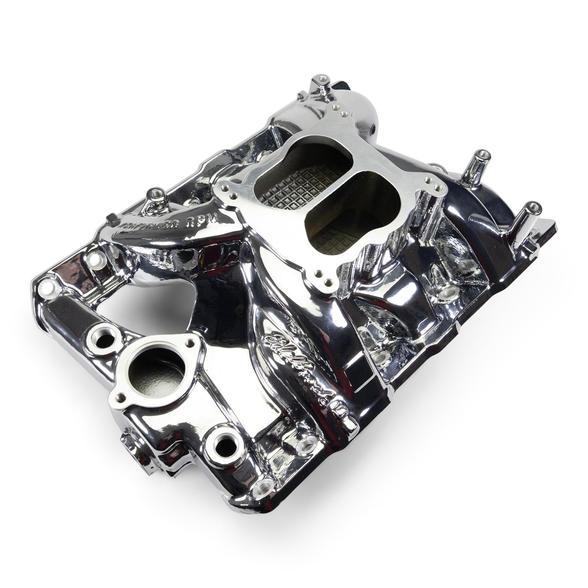 Edelbrock Pontiac 326-455 Performer RPM Intake Manifold - Chrome Plasma Finish - 7156-CP
