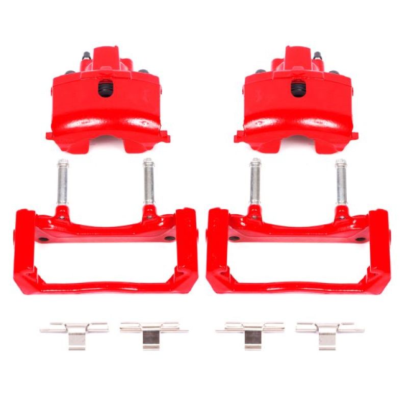 Power Stop 07-09 Chrysler Aspen Rear Red Calipers w/Brackets - Pair - S4836 for 2002-2010 Dodge Ram 1500 - front view