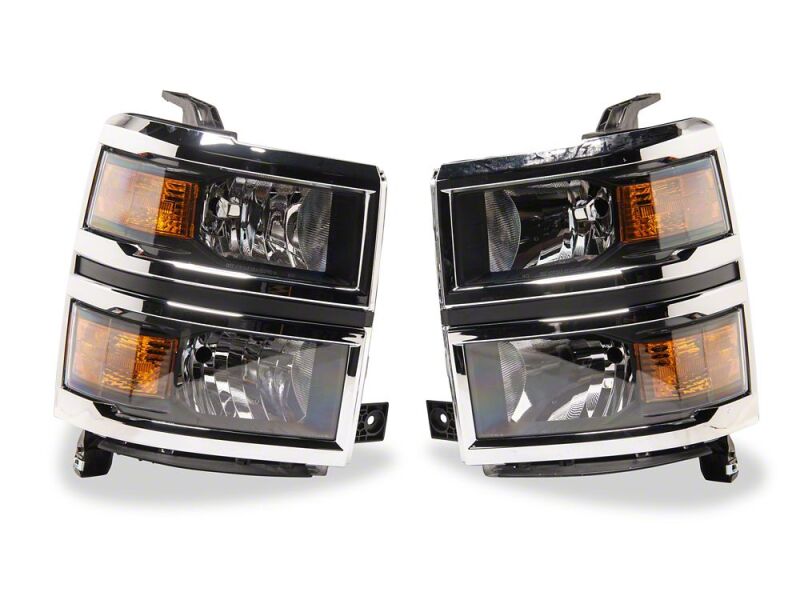 Raxiom 14-15 Chevrolet Silverado 1500 OE Style Headlights/ Chrome Trim- Black - Clear Lens - S169259 - close-up view 3
