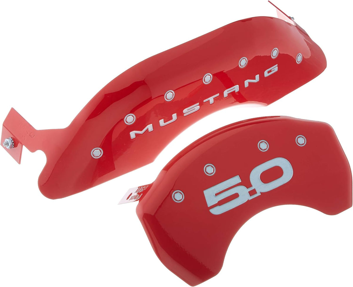 MGP 4 Caliper Covers Engraved Front 2015/Mustang Engraved Rear 2015/50 Red finish silver ch - 10200SM52RD