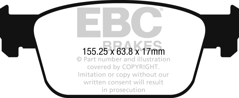 EBC 17+ Audi A4 2.0L Turbo (B9) Ultimax Front Brake Pads - UD1953 for 2017-2020 Audi A4 - front view