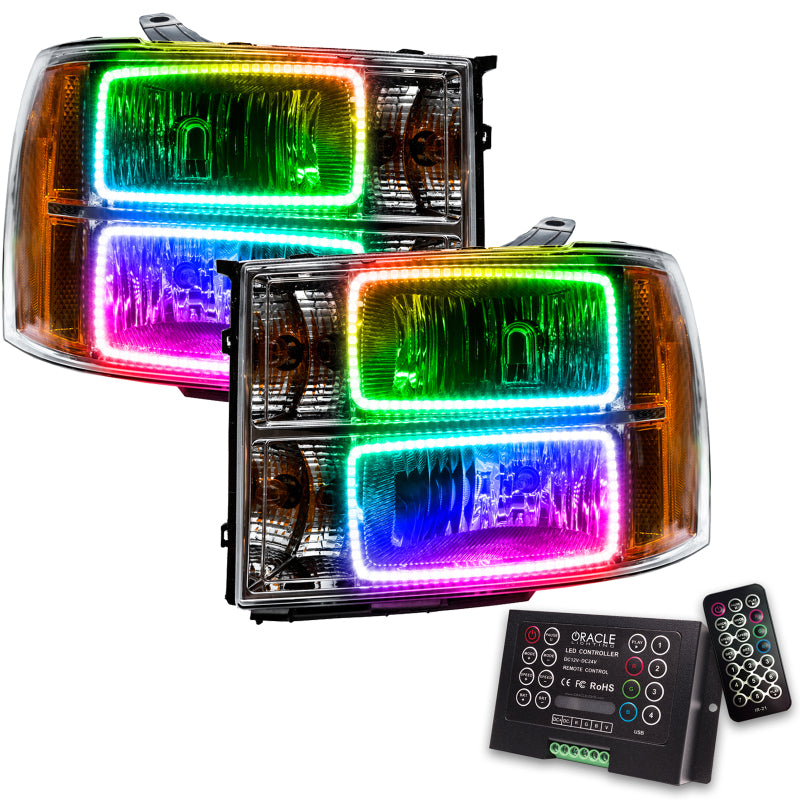 Oracle 07-13 GMC Sierra SMD HL - Square Ring Design - ColorSHIFT w/ 2.0 Controller SEE WARRANTY - 7054-333