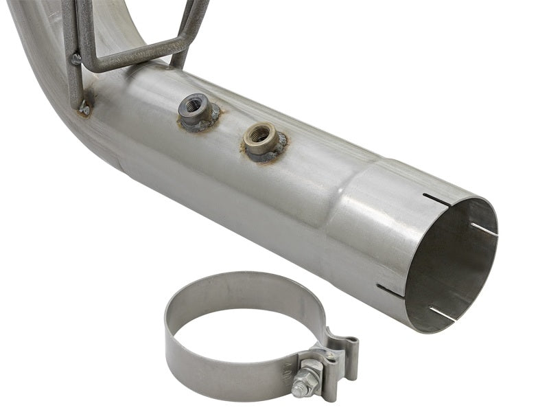 aFe ATLAS 4in DPF-Back Alum Steel Exhaust System w/Dual Exit Polished Tip 2017 GM Duramax 6.6L (td) - 49-04086-P