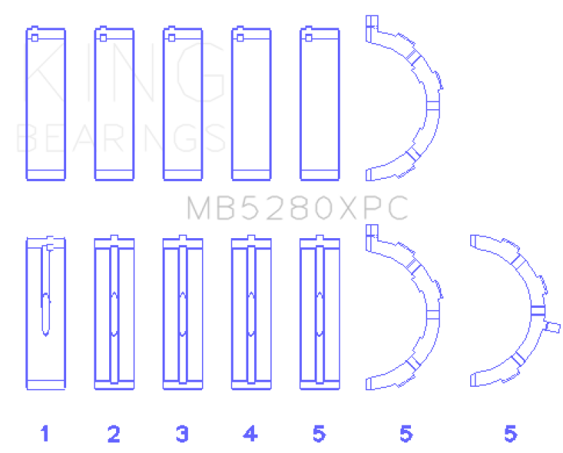 King Ford 4.6L/5.4L V8 SOHC (Size STDX) Performance Coated Main Bearing Set - MB5280XPCSTDX