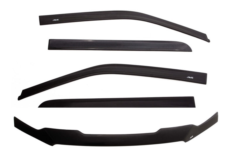 AVS 07-18 Jeep Wrangler Unlimited Ventvisor &amp; Aeroskin Deflector Combo Kit - Matte Black - 56034060