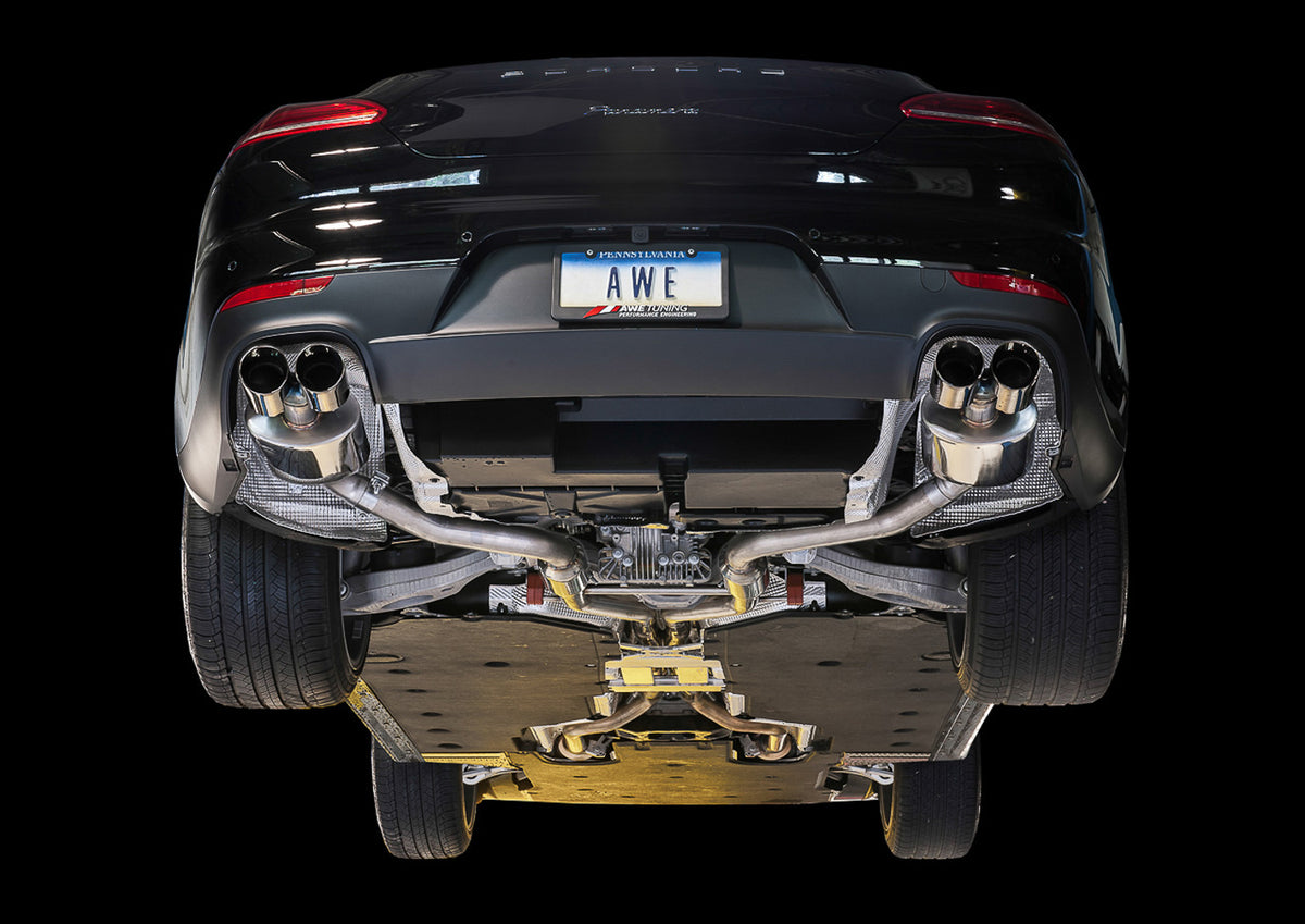 AWE Tuning Panamera 2/4 Track Edition Exhaust (2011-2013) - w/Chrome Silver Tips - 3020-42032
