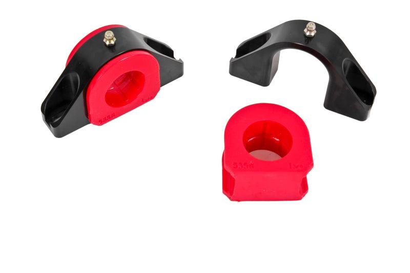 BMR Universal 1.375in Billet Aluminum Sway Bar Mount Mount (Polyurethane) - Black - SMK010 for 2005-2014 Ford Mustang - front