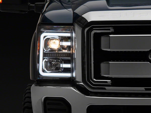 Raxiom 11-16 Ford F-250 Super Duty LED Projector Headlights - Chrome Housing (Clear Lens) - SD3621 for 2011-2016 Ford F 250 -