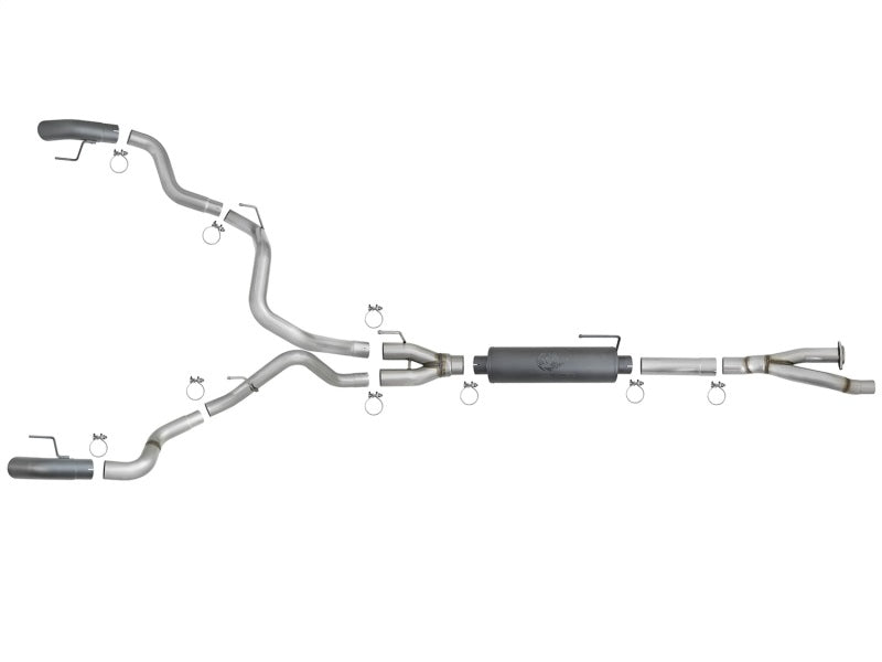 aFe MACH Force-Xp Cat-Back Exhaust w/Dual Hi-Tuck Tips Black 17-18 Ford F-150 Raptor V6-3.5L (tt) - 49-33095-B