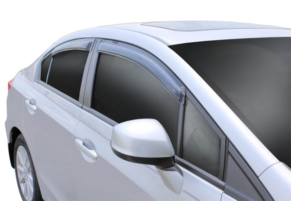 AVS 12-15 Honda Civic Ventvisor Outside Mount Window Deflectors 4pc - Smoke - 94462 for 2012-2015 Honda Civic - front view