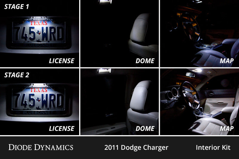 Diode Dynamics 11-23 Dodge Charger Interior LED Kit Cool White Stage 2 - DD0496 for 2012 Dodge Charger - detail view