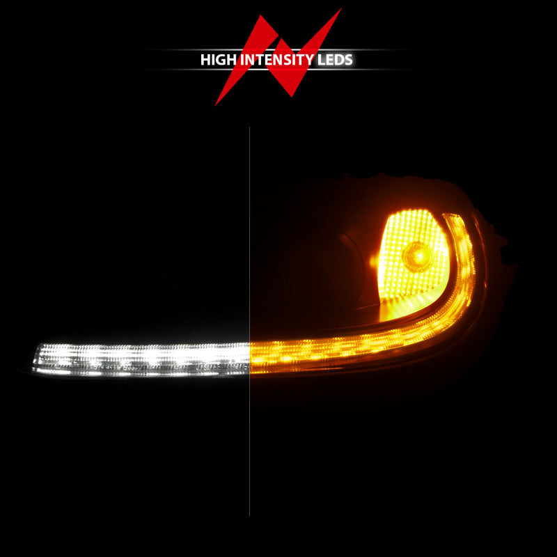 ANZO 05-13 Chevrolet Corvette Projector Headlights w/switchback &amp; Sequential LED - Black Amber - 121571