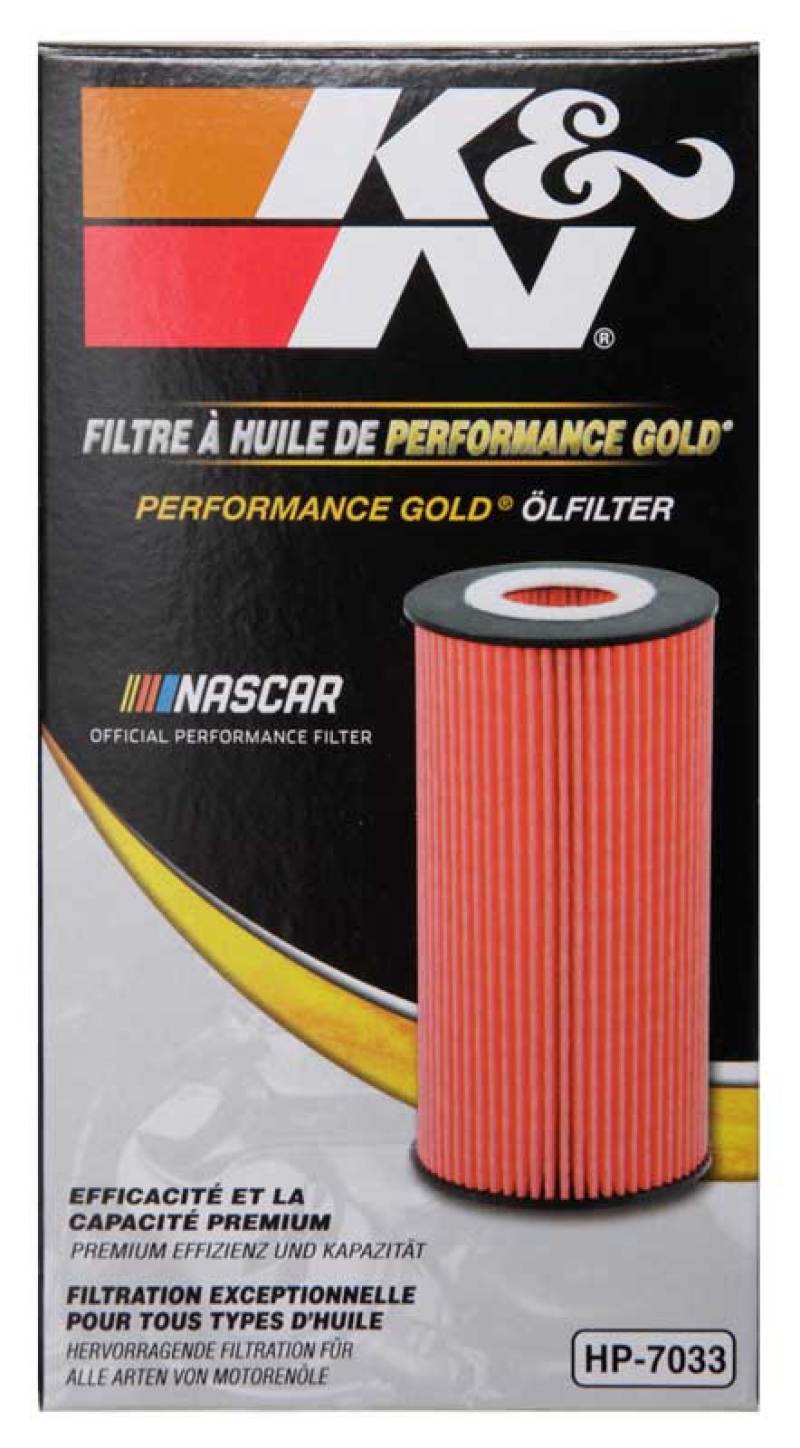K&N Performance Oil Filter for 04-15 Mercedes Benz - HP-7033 for 2003-2017 Mercedes Benz S Class - side view
