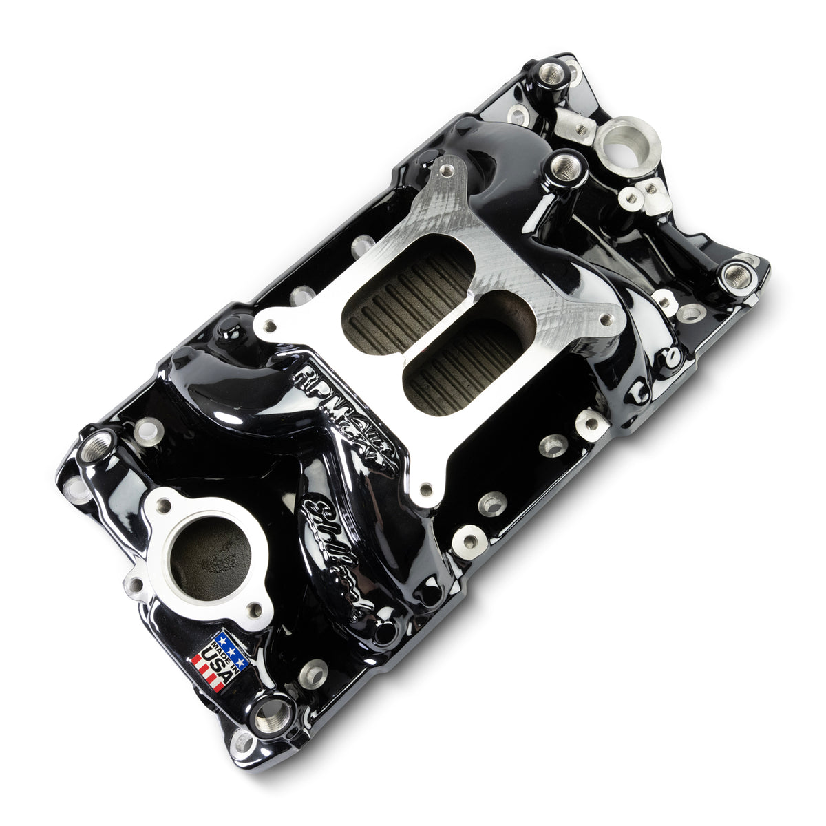 Edelbrock Chevy Small Block Performer RPM AIR-Gap Intake Manifold Black Plasma Finish - 7501-BP