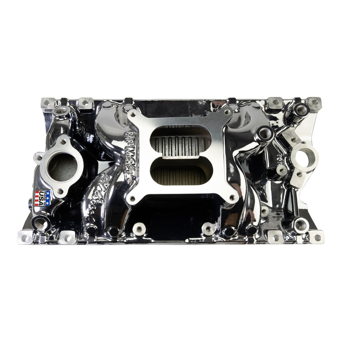 Edelbrock RPM Air-Gap Manifold for Small-Block Chevy Vortec - Chrome Plasma - 7516-CP