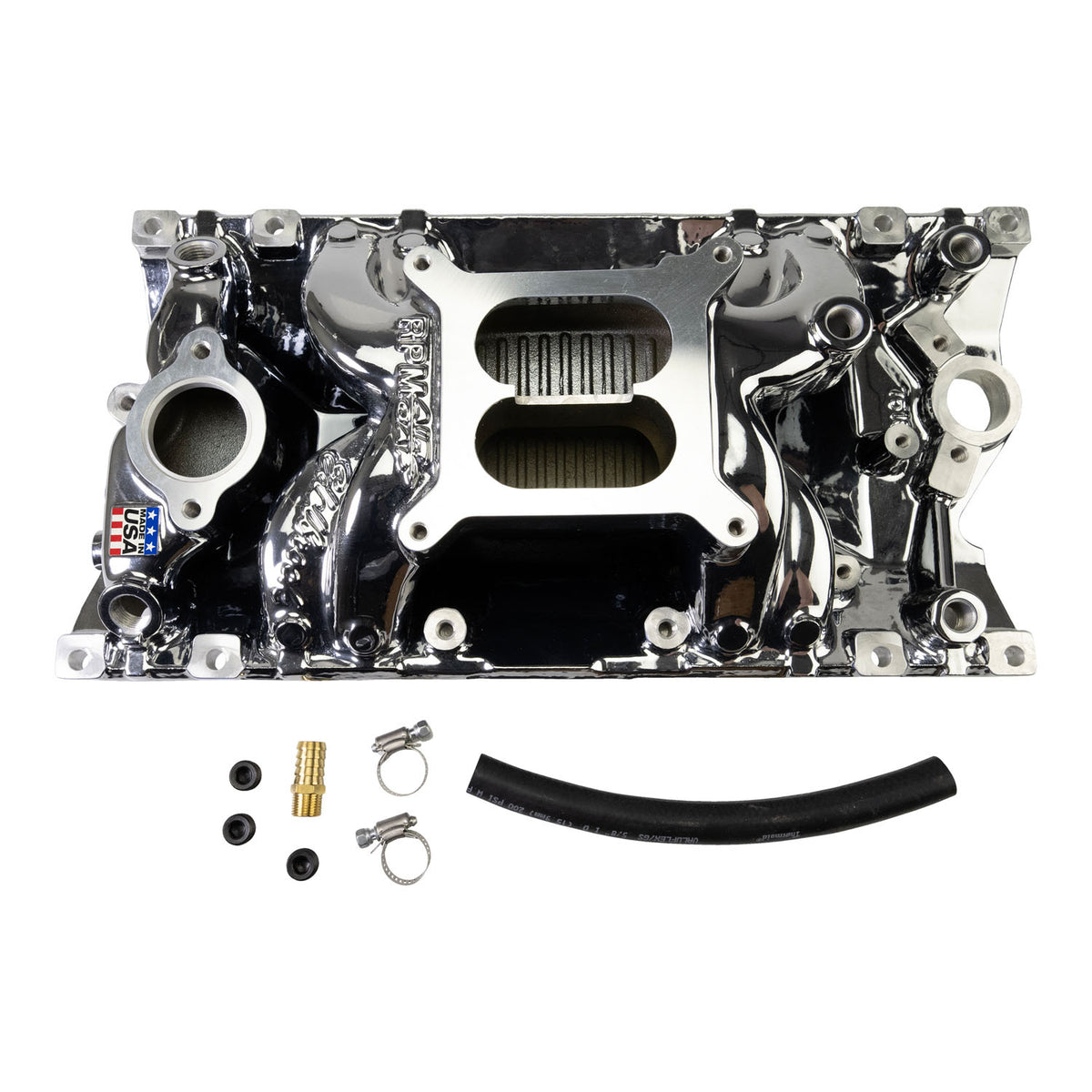 Edelbrock RPM Air-Gap Manifold for Small-Block Chevy Vortec - Chrome Plasma - 7516-CP