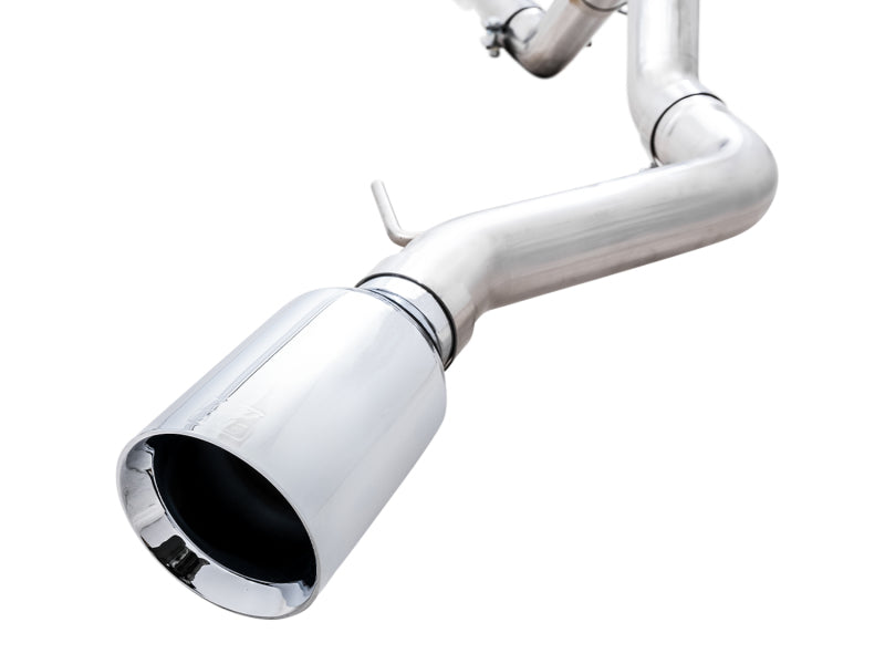 AWE Tuning 2021+ Ford Bronco 0FG Single Rear Exit Exhaust w/Chrome Silver Tip &amp; Bash Guard - 3015-22789