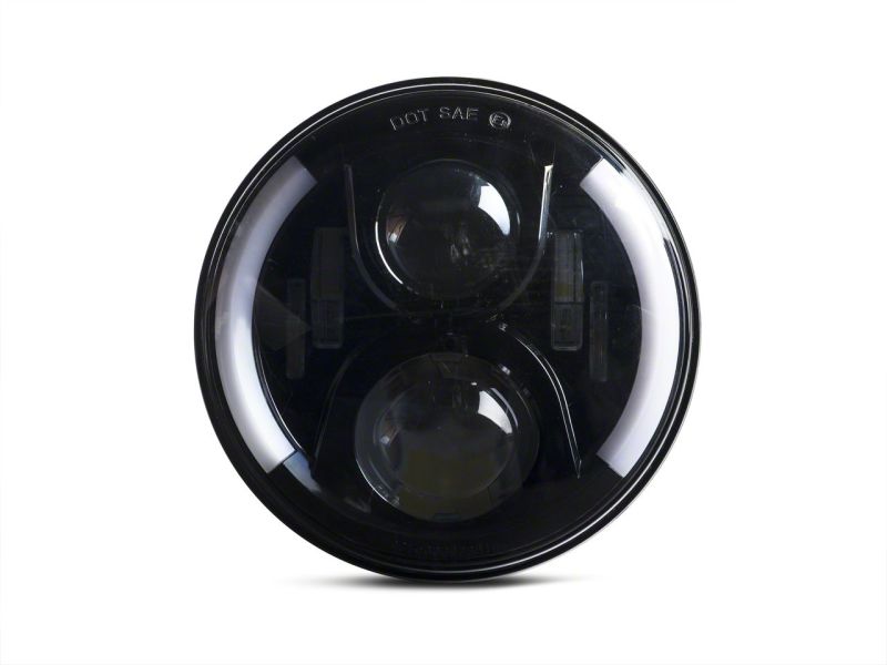 Raxiom 97-18 Jeep Wrangler TJ &amp; JK 6-LED Headlights w/ Partial Halo- Blk Housing (Clear Lens) - J135442