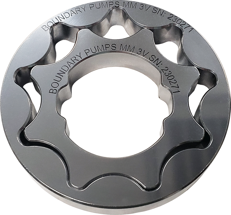Boundary 99-15 Ford Modular Motor (All Types) V8 Oil Pump Assembly w/Billet Back Plate - MM-S1-BBP by Boundary - angle view