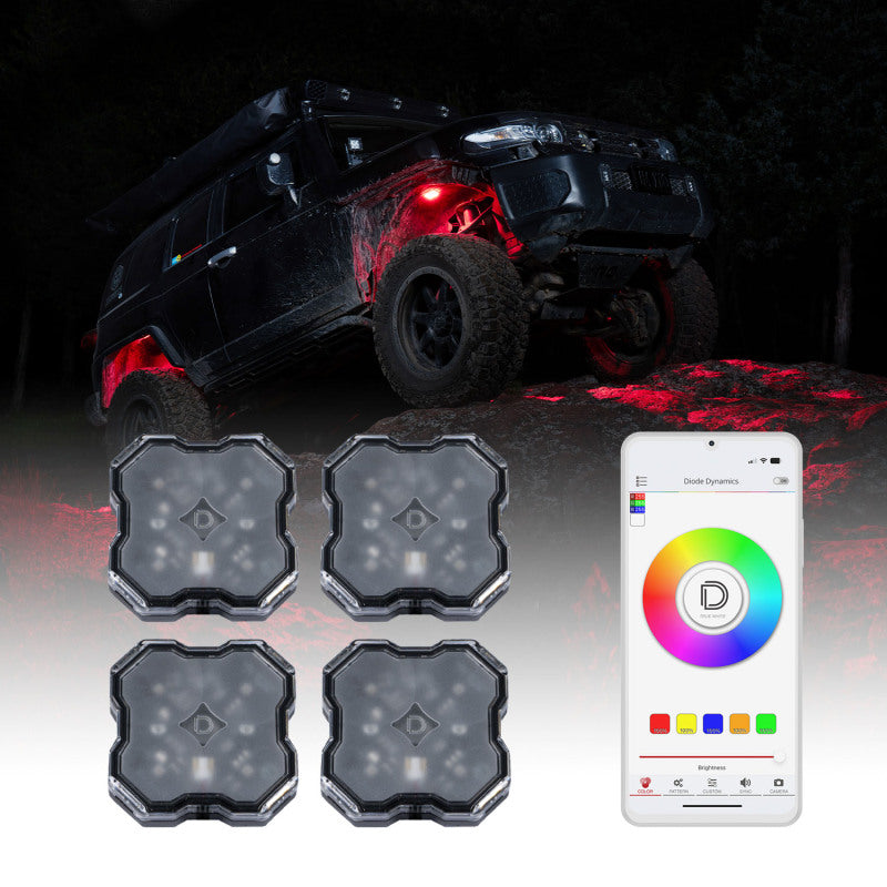 Diode Dynamics Stage Series SXS Rock Light Installer Kit RGBW M8 (4-pack) - DD7751