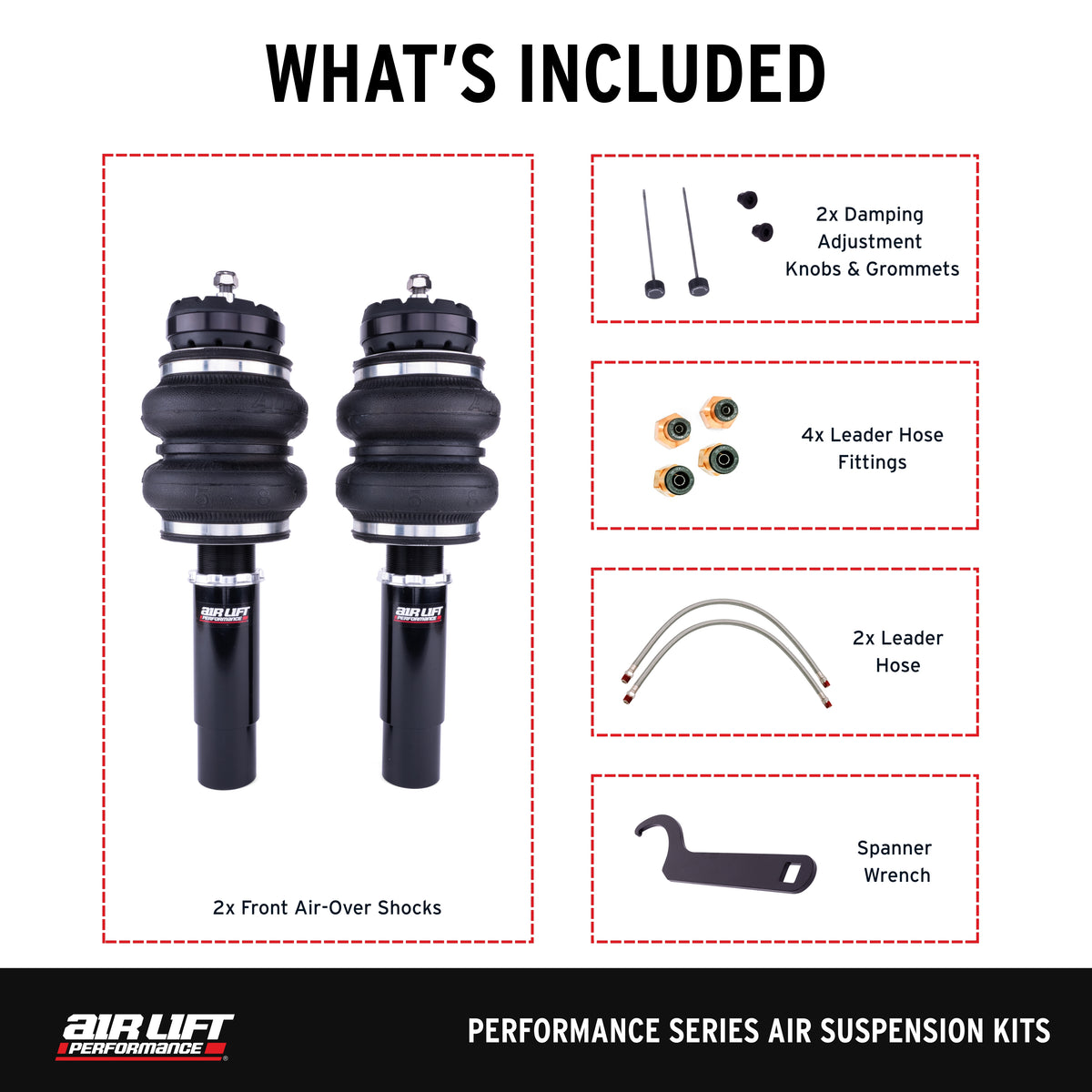 Air Lift Performance 09-16 Audi A4 Quattro & FWD S4/RS4 Front Air Suspension Kit - 76005