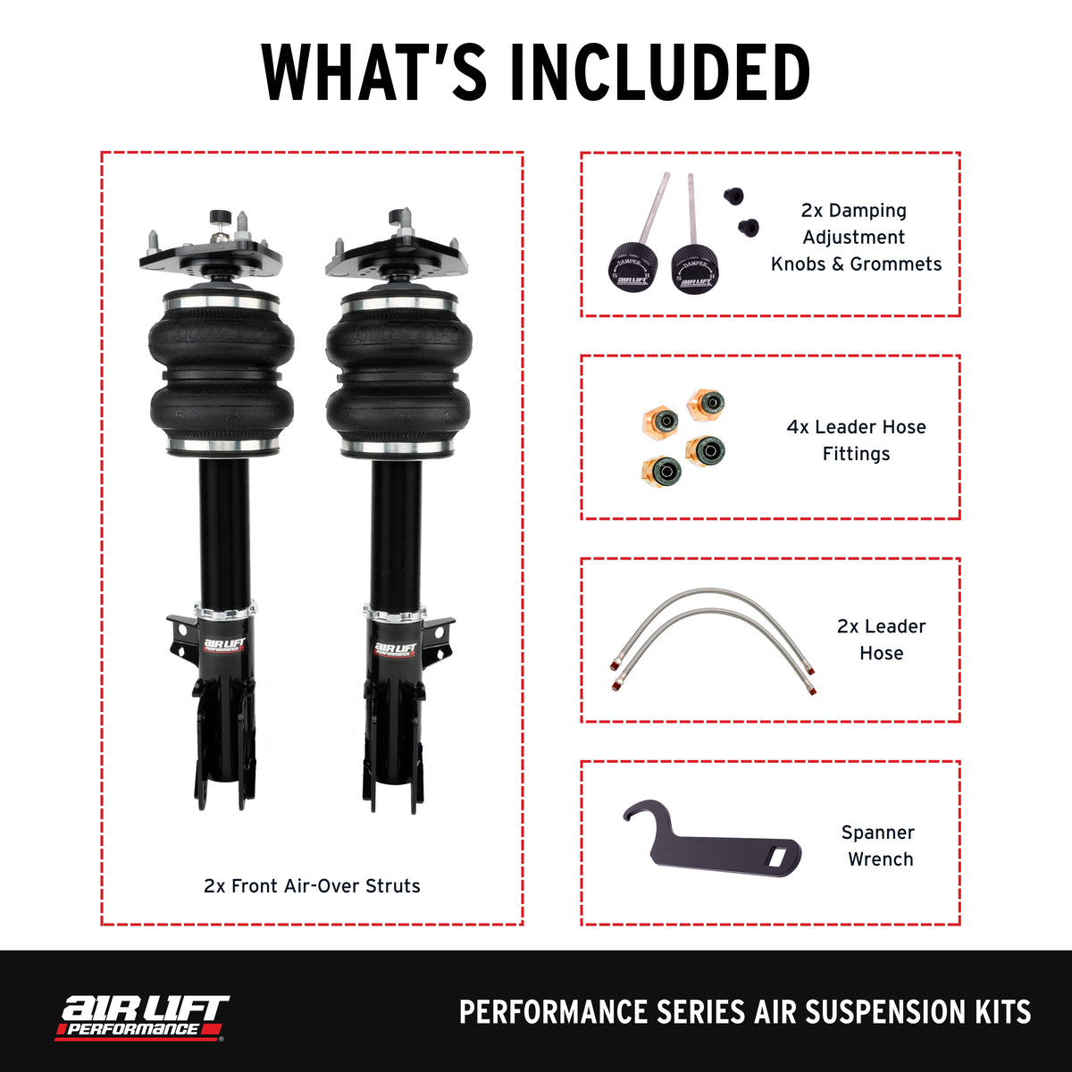 Air Lift Performance 15-23 Ford Mustang S550/24-25 S650 Air Suspension Front Kit - 76007