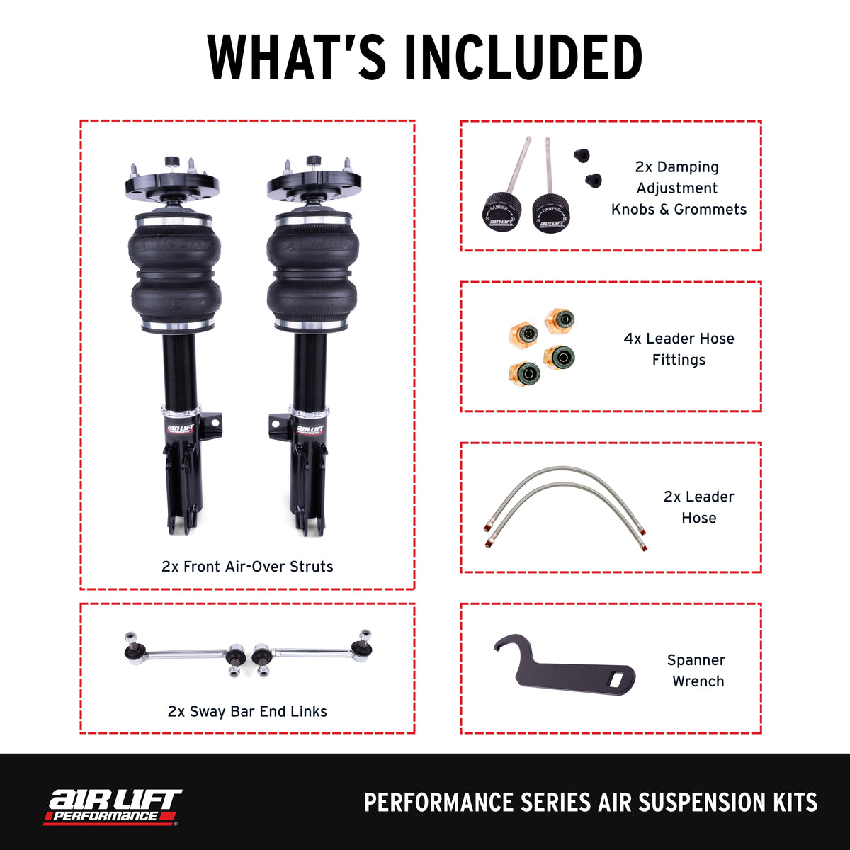 Air Lift Performance 2005-2014 Ford Mustang (S197) Front Kit (3/8 Fittings Not Included) - 76015