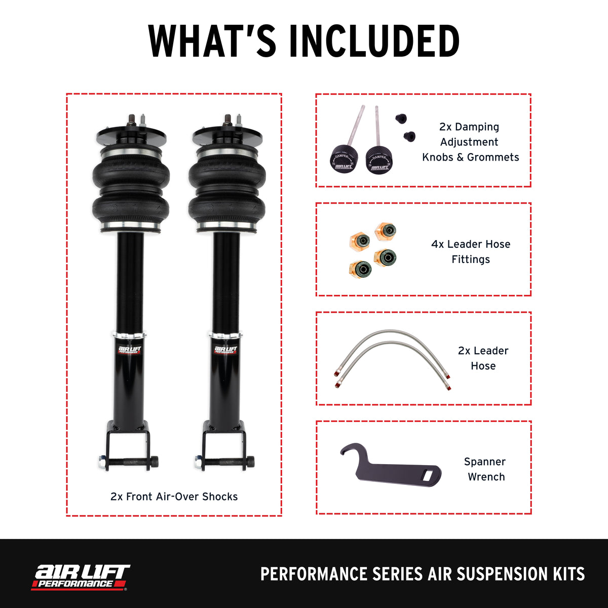 Air Lift 11-23 Dodge Charger / 15-23 Dodge Challenger Performance Front Kit - 76017