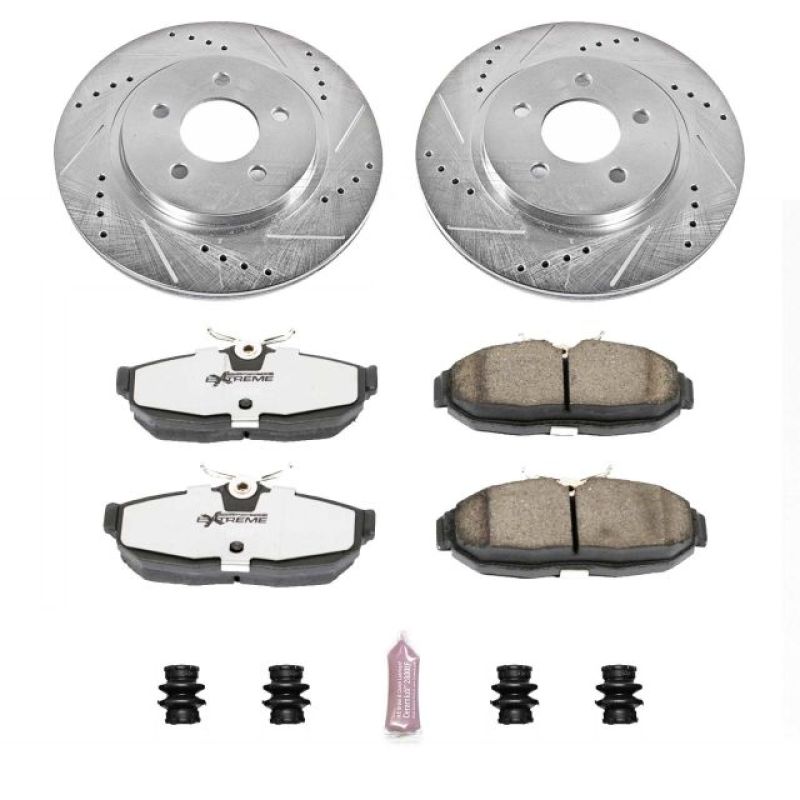 Power Stop 05-11 Ford Mustang Rear Z26 Street Warrior Brake Kit - K1384-26 for 2005-2011 Ford Mustang - front view