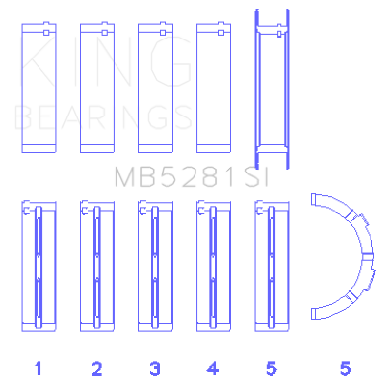 King Ford 281CI 4.6L V8 (Size +0.25) Main Bearing Set - MB5281SI0.25