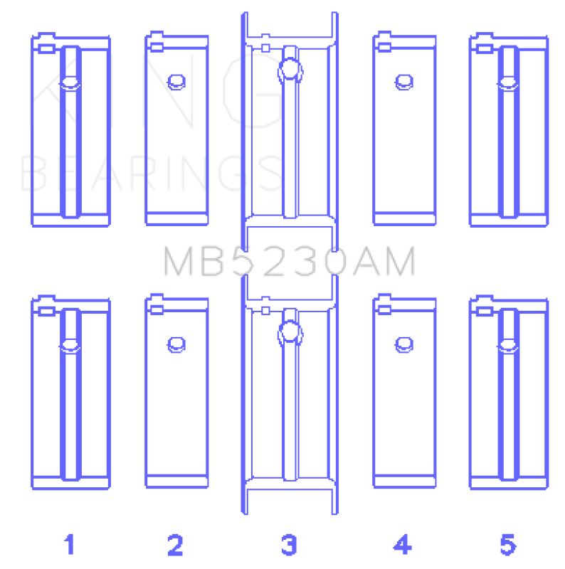 King Engine Bearings Nissan E15/E16/E13/E15ET (Size +0.50mm) Main Bearing Set - MB5230AM0.5
