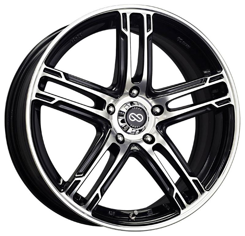 Enkei FD-05 18x7.5 5x100 53mm Offset 72.6 Bore Dia Black Machined Wheel - 434-875-8053BKM