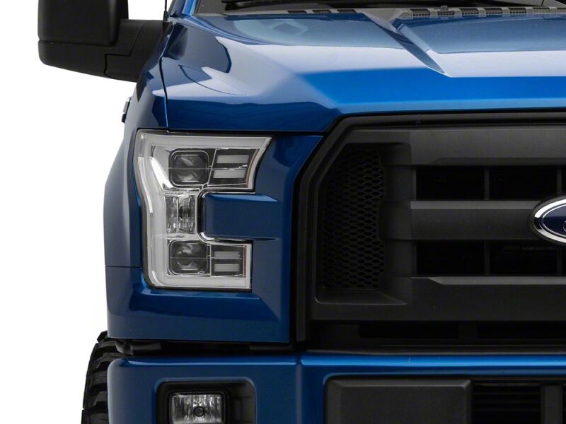 Raxiom 15-17 Ford F-150 Projector Headlights with LED Accent- Chrome Housing- Clear Lens - T542858 - close-up view 3