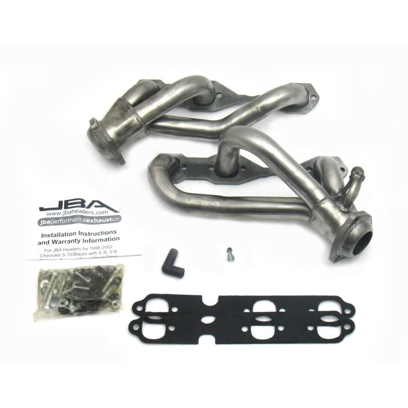 JBA 96-01 GM S Truck 4.3L V6 w/o A.I.R. Injection 1-1/2in Primary Raw 409SS Cat4Ward Header - 1842S-3