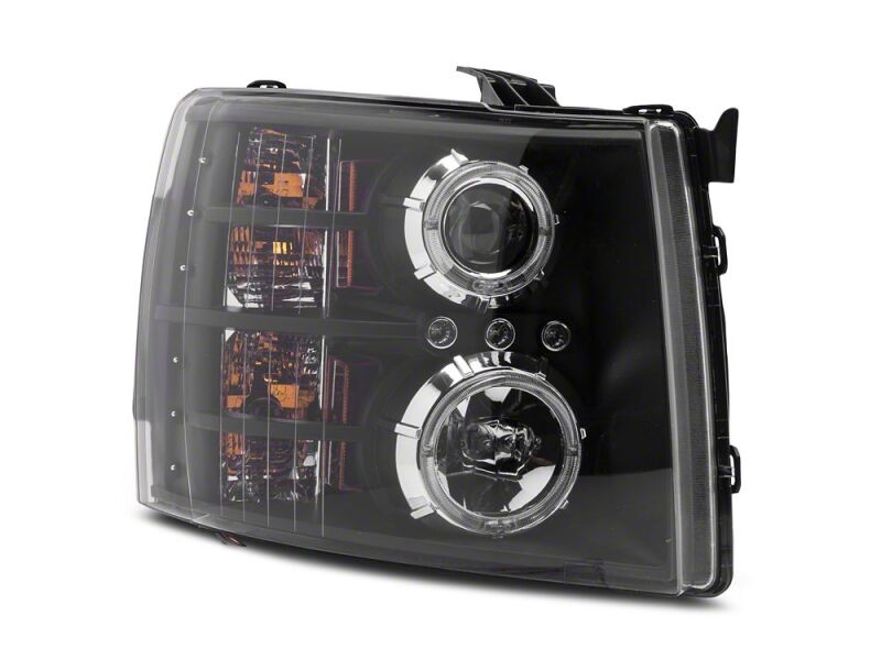 Raxiom 07-13 Chevrolet Silverado 1500 LED Halo Projector Headlights- Black Housing- Clear Lens - S112713 - close-up view 5