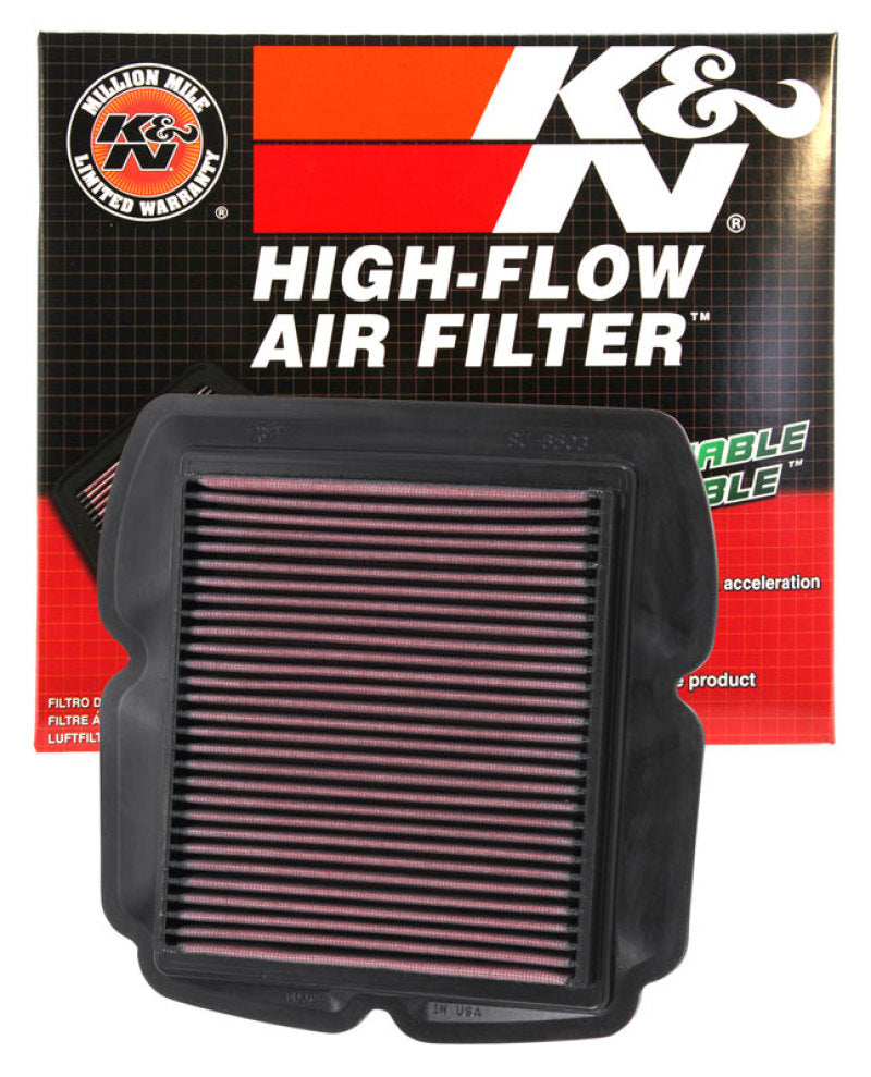 K&N 03-09 Suzuki SV650/S / 03-07 SV1000/S Replacement Air Filter - SU-6503 for 2003-2009 Suzuki SV650 - front view