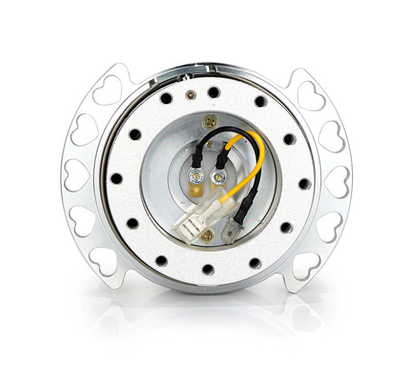 NRG Quick Release Kit - Silver Body/ Shinny Chrome Heart Cutout Ring - SRK-222SL-SL - close-up view