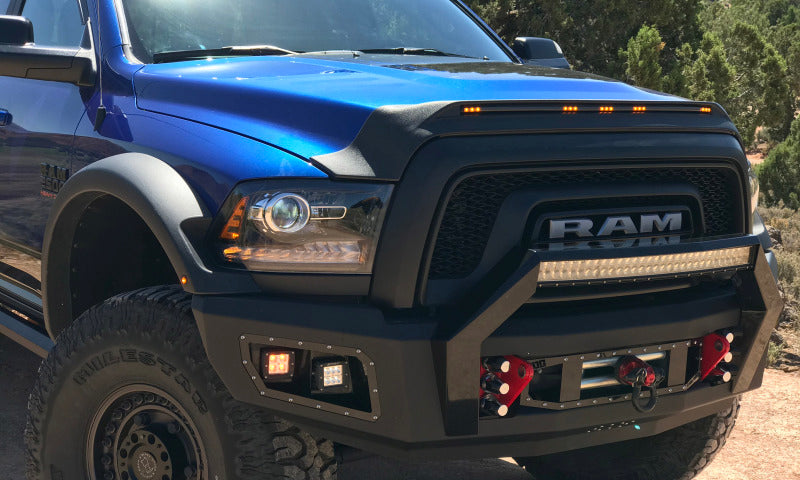 AVS 2019 Dodge Ram 1500 Aeroskin Low Profile Hood Shield w/ Lights - Black - 753163