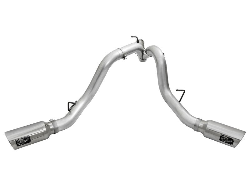 aFe Atlas Exhaust 4in Dual DPF-Back Al Steel w/ Pol Tips 16-17 GM Diesel Truck V8-6.6L (td) LML - 49-04080-P