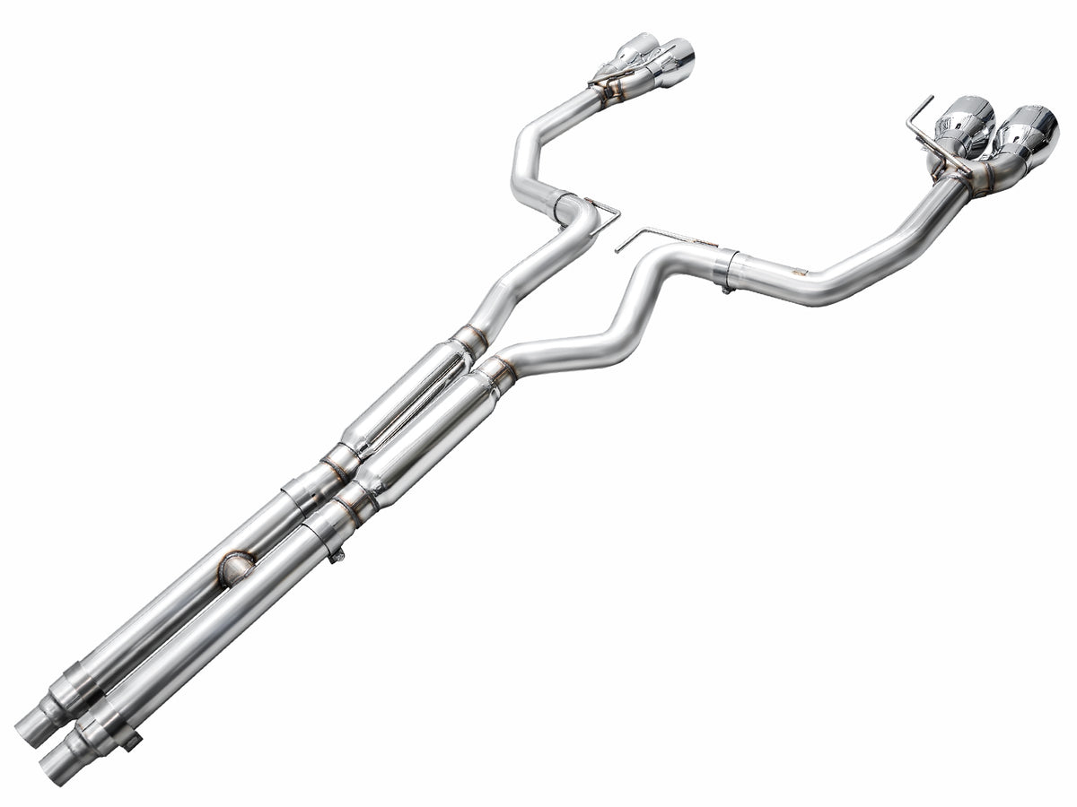 AWE 2024 Ford Mustang GT Fastback S650 RWD Track Edition Catback Exhaust w/ Quad Chrome Silver Tips - 3020-42650