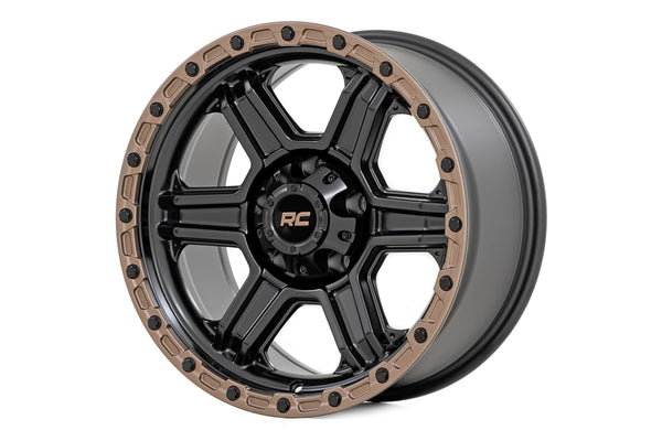Rough Country - Rough Country 79 Series Wheel - One-Piece - Semi Gloss Black w/Bronze Ring - 18x9 - 6x135 - -12mm