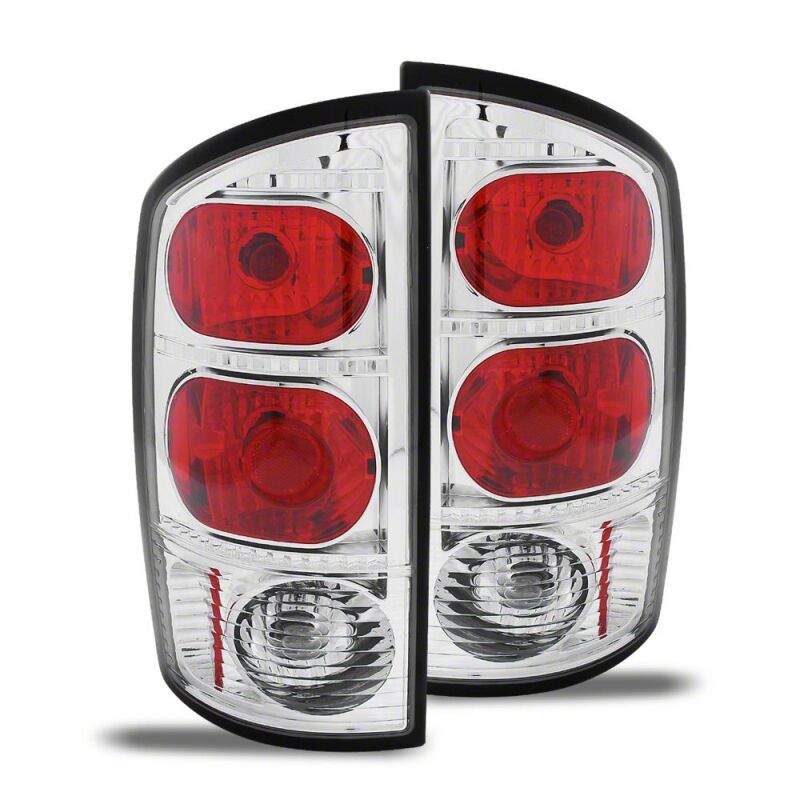 Raxiom 02-05 Dodge RAM 1500 Axial Series Tail Lights- Chrome Housing- Red/Clear Lens - R110158 - front view